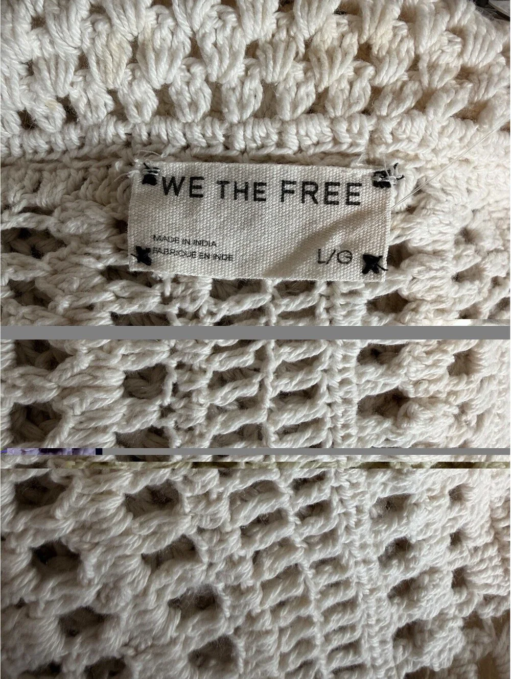 FREE PEOPLE We The Free Friend Of A Friend Cardigan Sweater Ivory Crochet Sz L